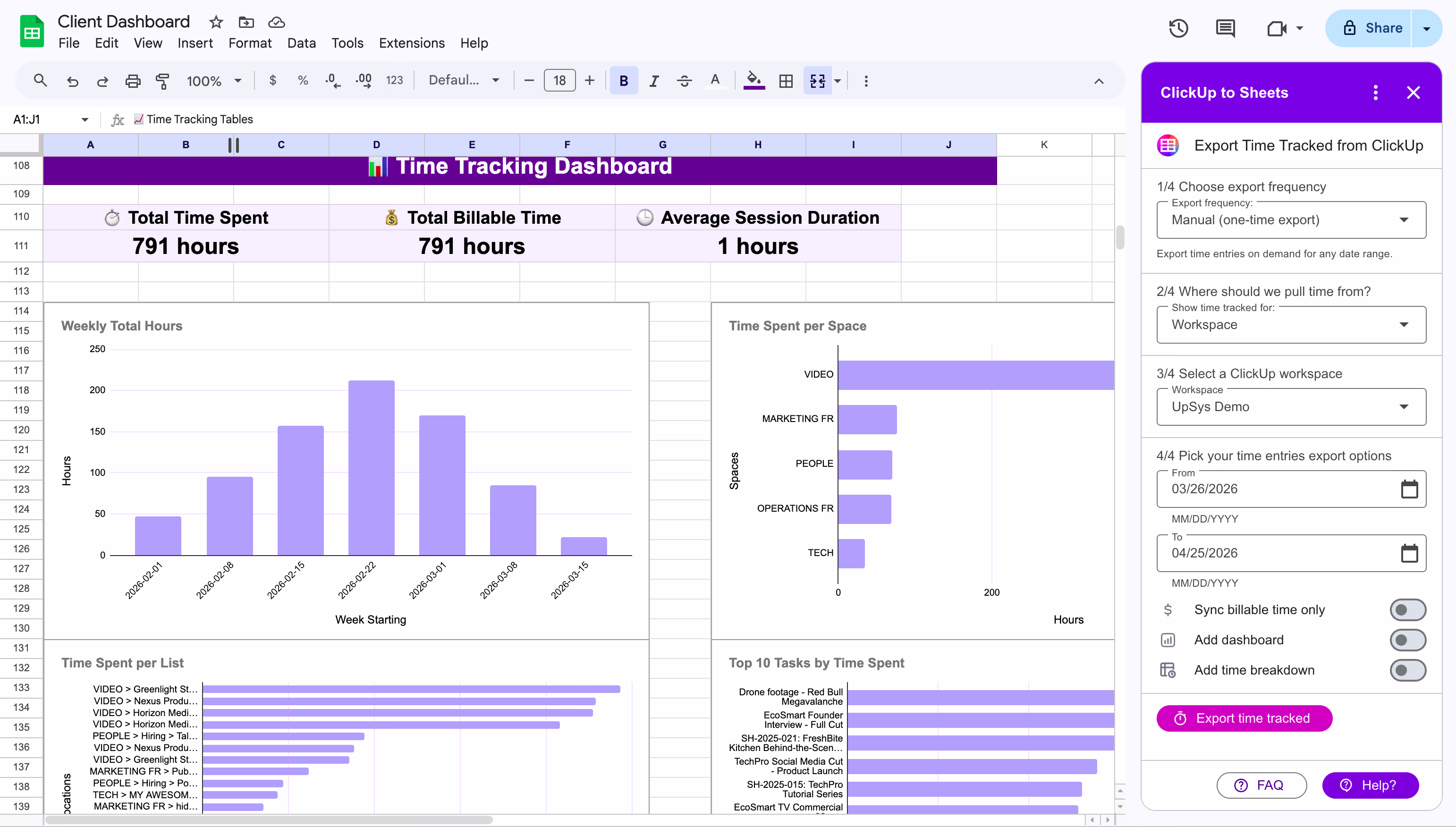 Sync time tracked